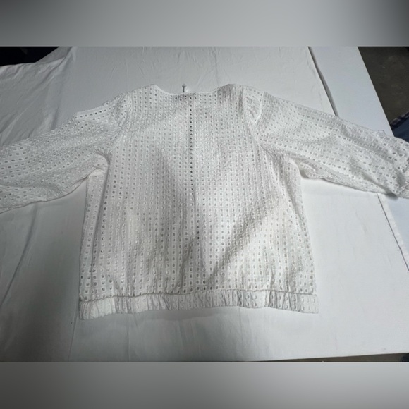 AZEL HAZEL HAZEL HAZEL WHITE EYELET LADIES ZIPPERED JACKET  SIZE XL  3/4 SLEEVE - Picture 1 of 11